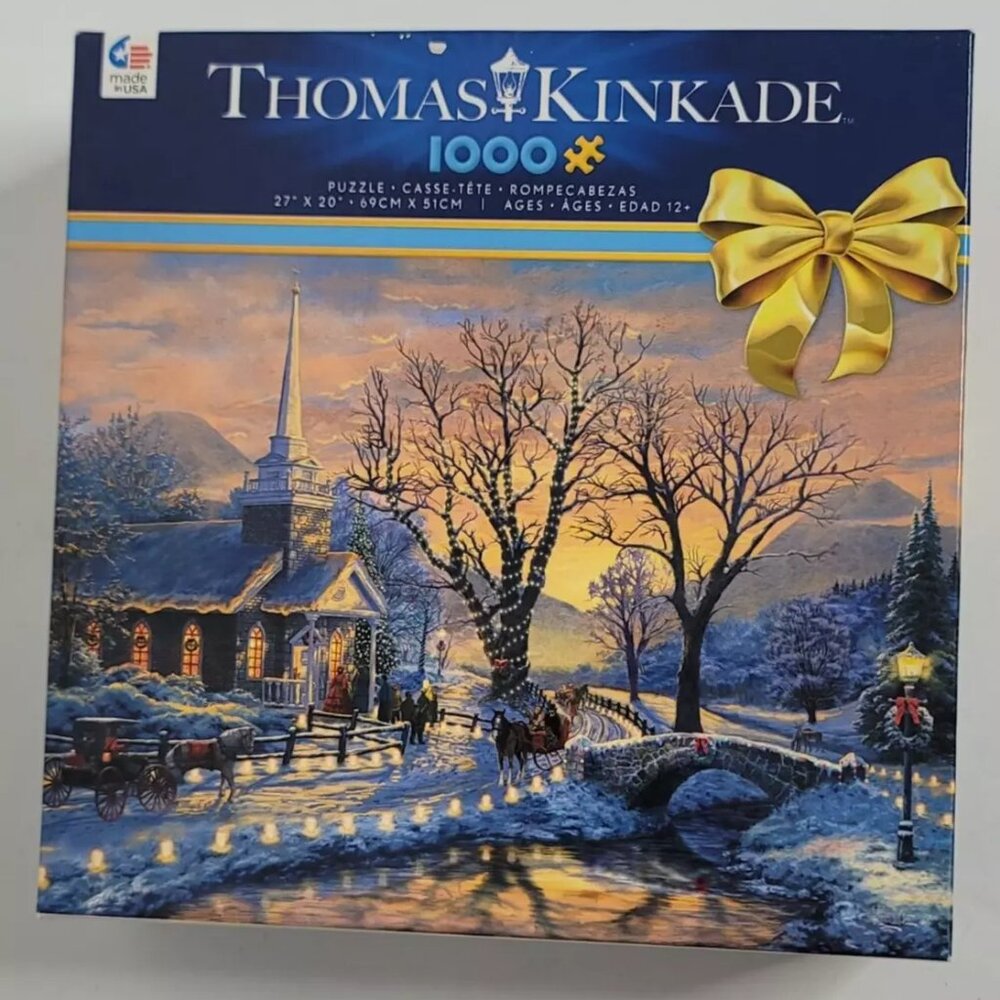 Thomas Kinkade Holiday Evening Sleigh Ride Christmas Jigsaw Puzzle NEW 1000 Pcs